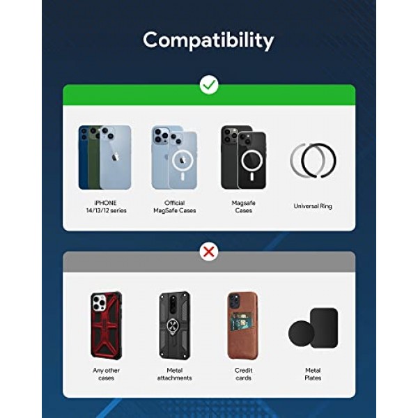 Magsafe 차량용 마운트 충전기 15W 자기 무선 차량용 충전기 COKOEYE(에어 벤트 마운트 포함) iPhone 15/15 Pro/15 Plus/15 Pro Max/14/14 Pro/14 Pro Max/13/13 Pro/13 ProMax/12Pro/12ProMax와 호환 