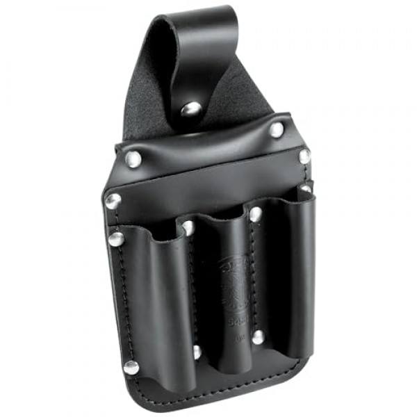 Klein Tools 5481 도구 파우치, 더블 스티치 및 리벳 가죽으로 제작된 백 포켓 전기공 도구 파우치, 6포켓, 5.75 x 2.5 x 10인치