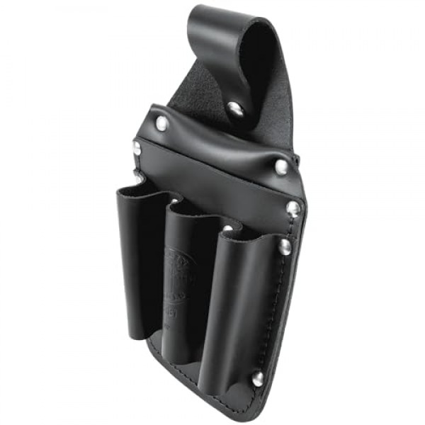 Klein Tools 5481 도구 파우치, 더블 스티치 및 리벳 가죽으로 제작된 백 포켓 전기공 도구 파우치, 6포켓, 5.75 x 2.5 x 10인치
