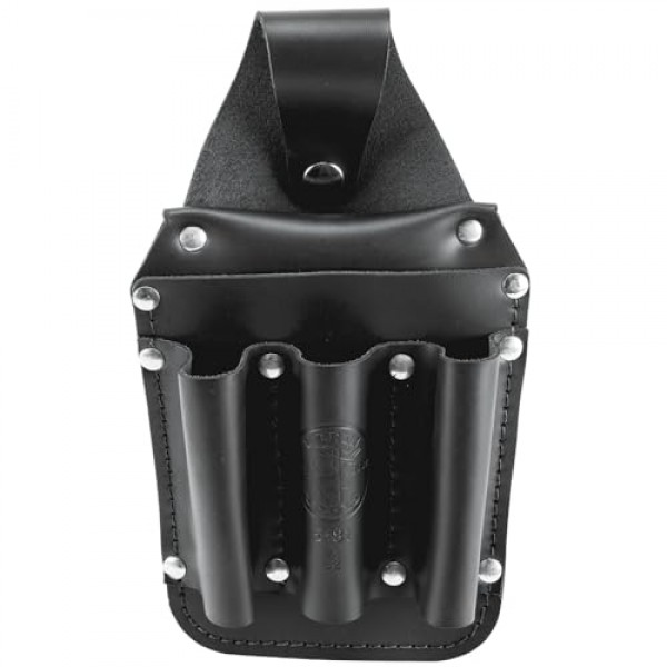 Klein Tools 5481 도구 파우치, 더블 스티치 및 리벳 가죽으로 제작된 백 포켓 전기공 도구 파우치, 6포켓, 5.75 x 2.5 x 10인치