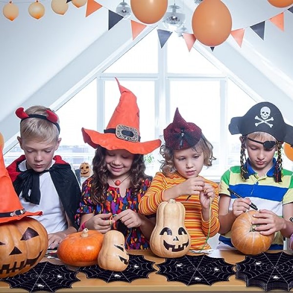 100 Pcs 스파이더 웹 Placemats 라운드 테이블에 대 한 13 인치 스파이더 웹 Placemats 부엌 홈 할로윈 크리스마스 파티 장식 용품에 대 한 흑백 거미 장식 Placemats