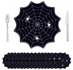 100 Pcs 스파이더 웹 Placemats 라운드 테이블에 대 한 13 인치 스파이더 웹 Placemats 부엌 홈 할로윈 크리스마스 파티 장식 용품에 대 한 흑백 거미 장식 Placemats
