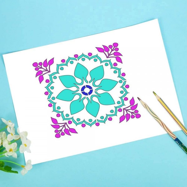 CDIYTOOL 48 Pcs 만다라 스텐실, 재사용 가능한 페인팅 스텐실 타일 템플릿 DIY DIY 록 우드 벽 도트 페인팅 아트 프로젝트 도어 테이블 창 록스 벽 아트 스크랩북