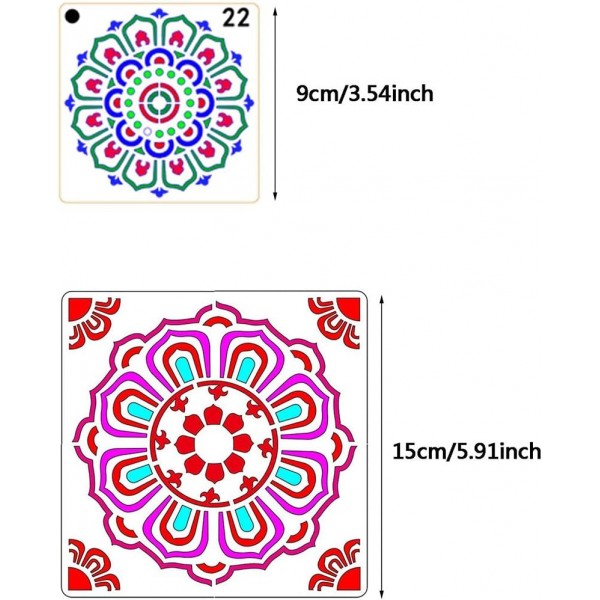 CDIYTOOL 48 Pcs 만다라 스텐실, 재사용 가능한 페인팅 스텐실 타일 템플릿 DIY DIY 록 우드 벽 도트 페인팅 아트 프로젝트 도어 테이블 창 록스 벽 아트 스크랩북