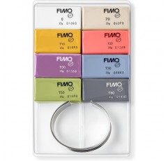 STAEDTLER 오븐 경화 모델링 클레이 FIMO 소프트 세트(팔찌 포함) 부드럽고 유연한, 특히 초보자와 취미 예술가용, 다양한 색상의 각 25g 하프 블록 8개, 8023 C8-1P