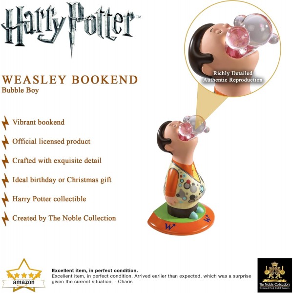 The Noble Collection 해리 포터 버블 보이 위즐리 북엔드 - 7.5인치(19cm) 손으로 그린 ​​북엔드 스탠드 - 해리 포터 영화 세트 영화 소품 완드 - 가족, 친구 및 해리 포터 팬
