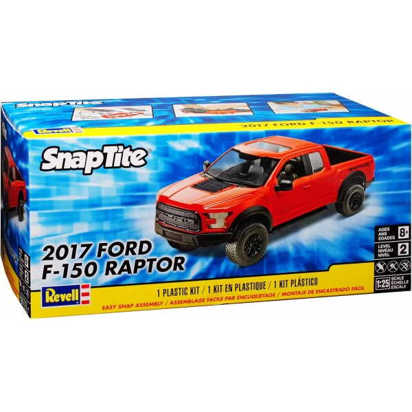 Ford F*150 Raptor Red Pick-Up 13세대 2014 버전 2017 Snap Tite Kit 1/24 1/25 Revell 모델 자동차, 개별 번호판 포함