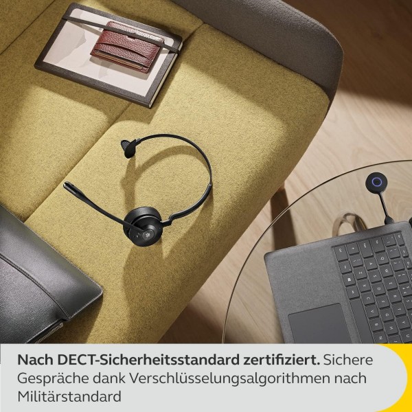 Jabra Engage 55 무선 모노 헤드셋(Link 400 USB-A DECT 어댑터 포함) - 잡음 제거 마이크, 장거리, 청력 보호 - MS Teams 인증 - 블랙 USB-A 모노 MS