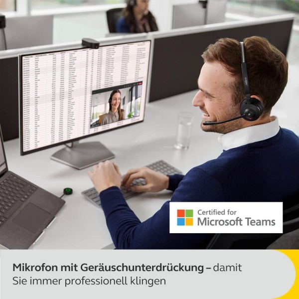 Jabra Engage 55 무선 모노 헤드셋(Link 400 USB-A DECT 어댑터 포함) - 잡음 제거 마이크, 장거리, 청력 보호 - MS Teams 인증 - 블랙 USB-A 모노 MS