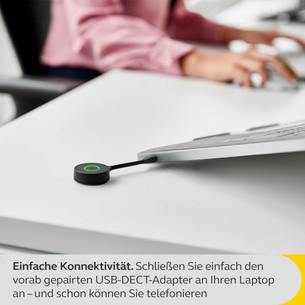 Jabra Engage 55 무선 모노 헤드셋(Link 400 USB-A DECT 어댑터 포함) - 잡음 제거 마이크, 장거리, 청력 보호 - MS Teams 인증 - 블랙 USB-A 모노 MS