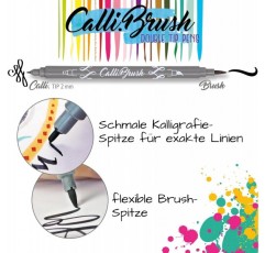 Online 81463 Calli.Brush, 핸드 레터링 브러시 펜, 브러시 펜 24개 세트, 롤 파우치 선물 포장에 담긴 서예 세트, 서예 팁, 불렛 저널링용 브러시 팁, 롤 파우치 싱글에 수채화 