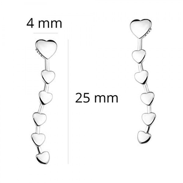 소피아 밀라노 - 여성용 귀걸이 925 실버 - 하트 이어 커프 - 20715, 스털링 실버