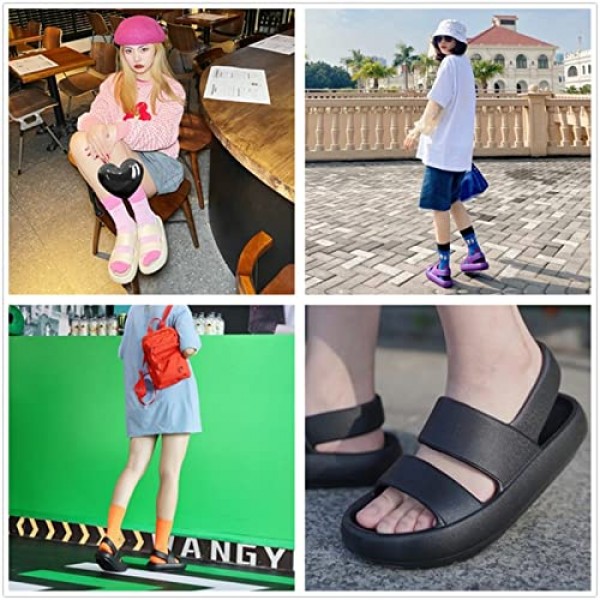 여성용 utune 샌들, 캐주얼 오픈 발가락 클라우드 슬라이드 샌들 부드러운 두꺼운 단독 미끄럼 방지 실내 실외 여름 샌들