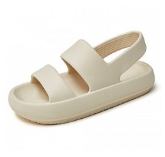 여성용 utune 샌들, 캐주얼 오픈 발가락 클라우드 슬라이드 샌들 부드러운 두꺼운 단독 미끄럼 방지 실내 실외 여름 샌들