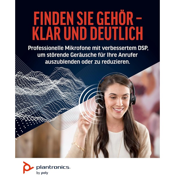 Poly Voyager Focus UC 무선 헤드폰 + 충전 스테이션(Plantronics), 잡음 감소 기능이 있는 마이크, 능동형 잡음 제거(ANC), Bluetooth를 통한 PC/Mac/휴대폰 - Teams, Zoom 등 Premium Communicat