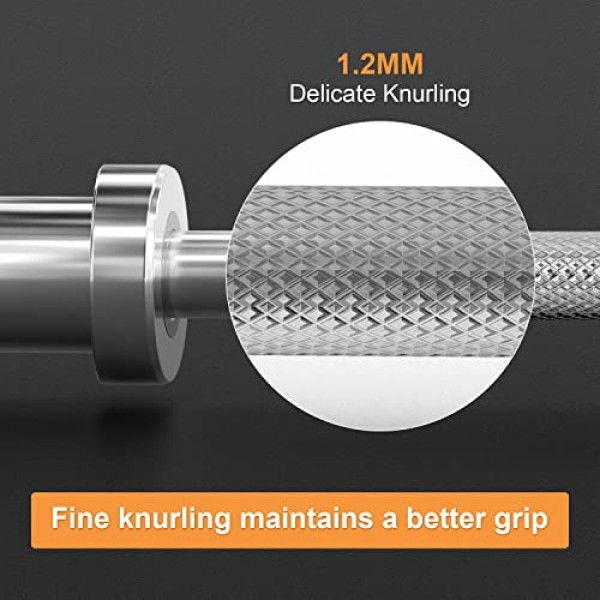 역도용 올림픽 바벨 웨이트 바, 근력 훈련용 벤치 프레스 바 7ft/6ft/5ft, 정격 500lbs/400lbs/330lbs 중량 용량