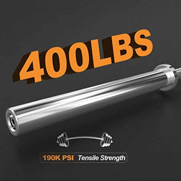 역도용 올림픽 바벨 웨이트 바, 근력 훈련용 벤치 프레스 바 7ft/6ft/5ft, 정격 500lbs/400lbs/330lbs 중량 용량