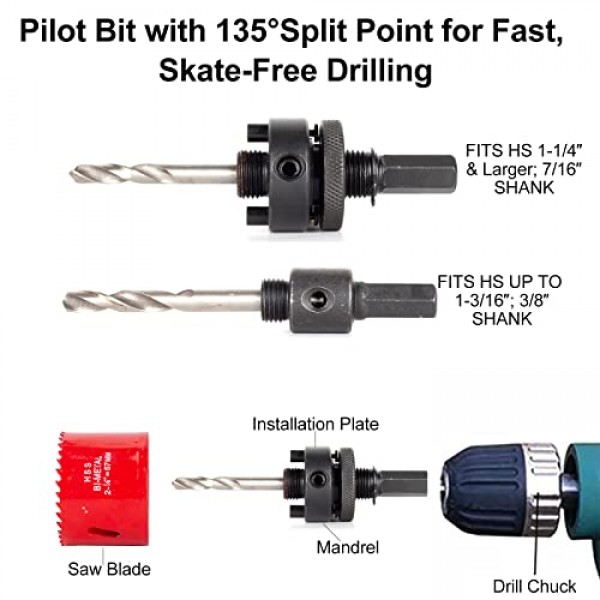 23Pc 이중 금속 구멍 톱 키트, 범용 이중 금속 구멍 톱 세트 3/4″ ~ 3″ 금속, 목재, PVC 보드, 플라스틱용 맨드릴이 있는 고속 강철 M42 드릴 구멍 커터 블레이드