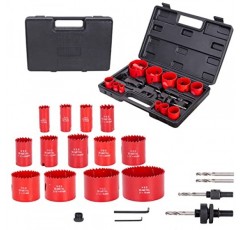 23Pc 이중 금속 구멍 톱 키트, 범용 이중 금속 구멍 톱 세트 3/4″ ~ 3″ 금속, 목재, PVC 보드, 플라스틱용 맨드릴이 있는 고속 강철 M42 드릴 구멍 커터 블레이드