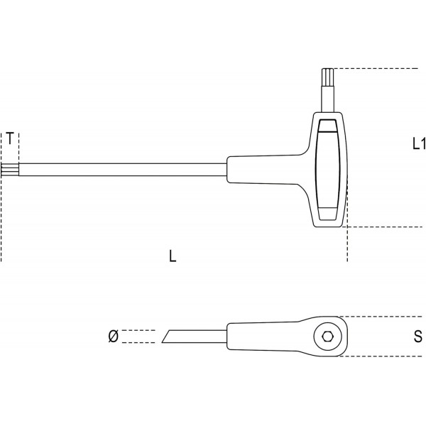 Torx 나사, 스크루드라이버, 스크루드라이버용 핸들이 있는 Beta 97TTX 25 L 키(구부러진 육각 키, 고품질 T-핸들, 공간 절약 작업장 액세서리), 주황색 TX25