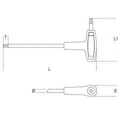 Torx 나사, 스크루드라이버, 스크루드라이버용 핸들이 있는 Beta 97TTX 25 L 키(구부러진 육각 키, 고품질 T-핸들, 공간 절약 작업장 액세서리), 주황색 TX25