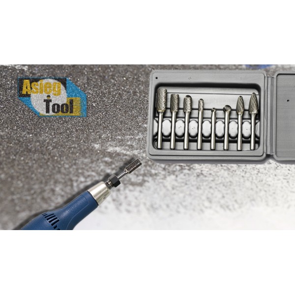 카바이드 버 세트 8pcs 1/4''섕크 더블 컷 솔리드 전동 공구 텅스텐 카바이드 로타리 파일 다이 그라인더용 비트 금속 나무 조각 조각 연마 드릴링 그라인딩 밀링 절단