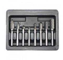 카바이드 버 세트 8pcs 1/4''섕크 더블 컷 솔리드 전동 공구 텅스텐 카바이드 로타리 파일 다이 그라인더용 비트 금속 나무 조각 조각 연마 드릴링 그라인딩 밀링 절단
