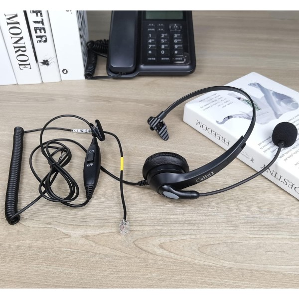 전화 헤드셋 RJ9 마이크 소음 제거, Snom D712 D725 D785와 호환되는 유선 전화 헤드폰 Yealink SIP T40G T41S T46S Grandstream GXP1625 Avaya J179 9608 Cisco Office 콜 센터 블랙