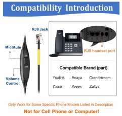 전화 헤드셋 RJ9 마이크 소음 제거, Snom D712 D725 D785와 호환되는 유선 전화 헤드폰 Yealink SIP T40G T41S T46S Grandstream GXP1625 Avaya J179 9608 Cisco Office 콜 센터 블랙