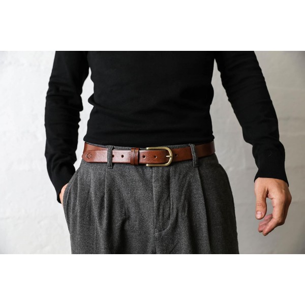 남성용 및 여성용 시간 저항 풀 그레인 가죽 벨트, 이탈리아에서 핸드메이드로 제작된 리얼 가죽 Belt Bown M