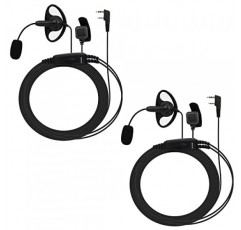 붐 마이크가 장착된 Retevis 양방향 라디오 이어폰, 핑거 PTT, 호환 RT22 RT21 H-777 RT68 양방향 라디오, 소프트 D형, 축구 심판용 2핀 워키토키 이어폰, 카메라 팀(2팩)