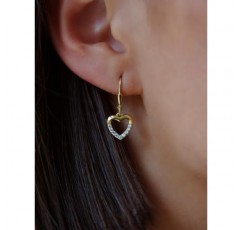 My Gold Girls 여성용 귀걸이 매달려 골드 333 귀걸이 리얼 옐로우 골드(8 캐럿) 지르코니아 포함 23mm x 11mm 하트 모양 하트 귀걸이 고급