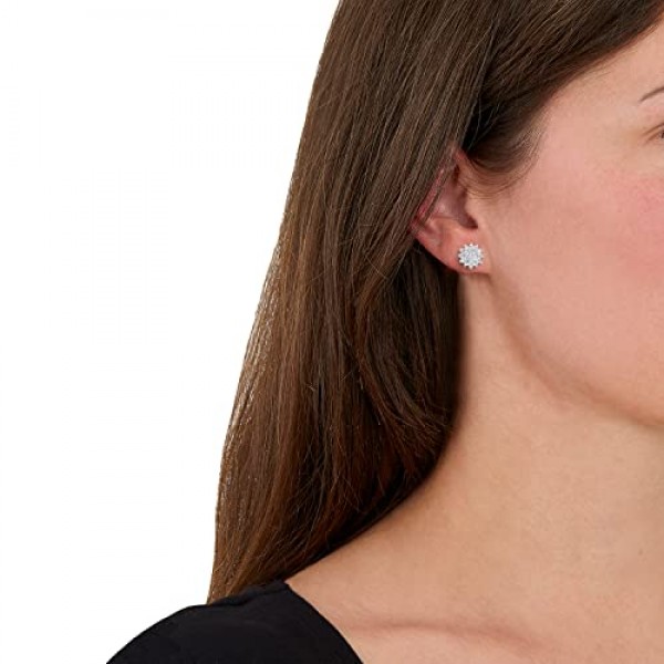 Amor 9426713 여성용 스터드 귀걸이 합성 지르코니아가 포함된 925 스털링 실버 1 cm 실버 주얼리 선물 상자에 들어있음, 스털링 실버, 큐빅 지르코니아