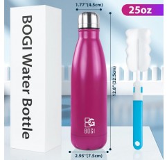 BOGI 절연 물병 이중 벽 진공 스테인레스 스틸 누출 방지 야외 스포츠 캠핑 하이킹 사이클링 Hpink 25oz에 대한 뜨거운 차가운 음료를 보유