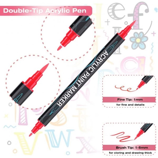 TrendGate 24색 아크릴 펜, 방수, 페인팅 스톤용 양면 펜, 방수, 목재용 아크릴 펜, 캔버스, 유리, 종이, 도자기, 부활절 달걀, 장식, DIY 사진 앨범 등