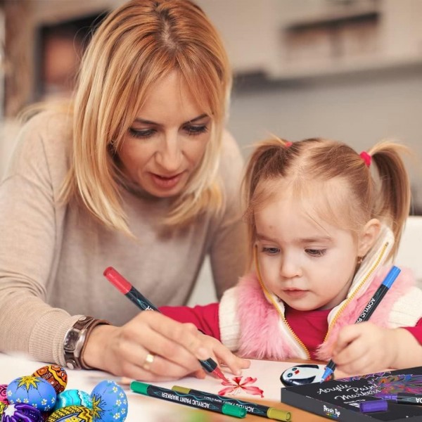 TrendGate 24색 아크릴 펜, 방수, 페인팅 스톤용 양면 펜, 방수, 목재용 아크릴 펜, 캔버스, 유리, 종이, 도자기, 부활절 달걀, 장식, DIY 사진 앨범 등