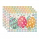 Artoid 모드 버팔로 격자 무늬 잎 꽃 계란 부활절 Placemats 파티 주방 식사 장식을위한 4, 12x18 인치 계절 봄 테이블 매트 세트