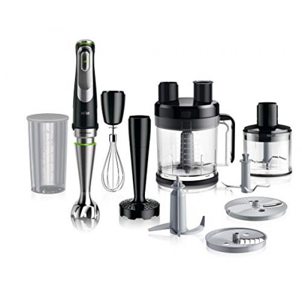 Braun MultiQuick 9 MQ 9187XLI 핸드 블렌더 - Active PowerDrive 기술 및 5가지 액세서리 포함, 1200W, 블랙/스테인리스 스틸 및 필립스 가전제품 HD9350/90 주전자, 스테인리스 스틸, 1.7 