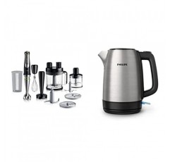 Braun MultiQuick 9 MQ 9187XLI 핸드 블렌더 - Active PowerDrive 기술 및 5가지 액세서리 포함, 1200W, 블랙/스테인리스 스틸 및 필립스 가전제품 HD9350/90 주전자, 스테인리스 스틸, 1.7 
