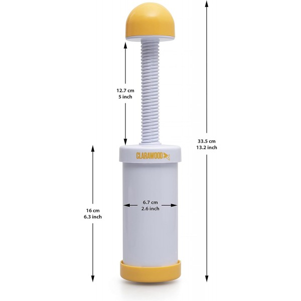 (CLARAWOOD) Churro Maker - 7가지 교체 가능한 모양, 휴대용 총, 상업적 품질 - Cinco De Mayo, 멕시코 디저트, 스페인 요리, 튀김 도구에 적합 - 레시피 및 브러시 포함