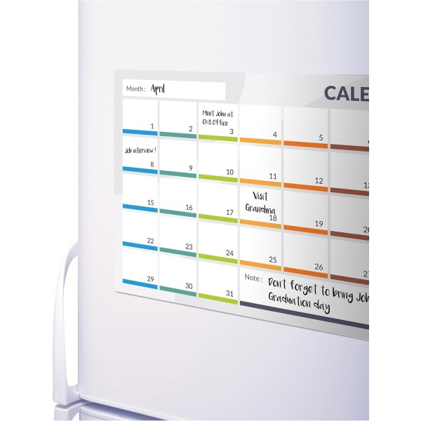 CKB Ltd® CALENDAR 마커가 있는 마그네틱 냉장고 보드 월간 플랜 31일 캘린더 메모 일일 지우개 클리너 주간 플래너 마커가 있는 냉장고 보드용 마그네틱 알림 시트 화이트