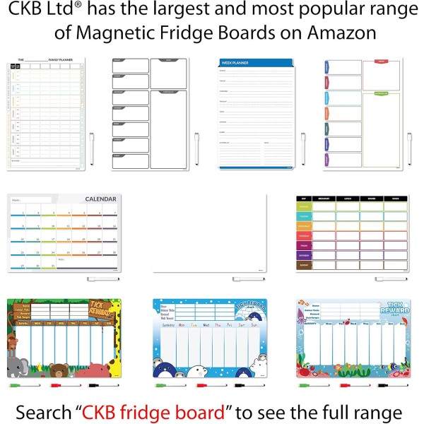 CKB Ltd® CALENDAR 마커가 있는 마그네틱 냉장고 보드 월간 플랜 31일 캘린더 메모 일일 지우개 클리너 주간 플래너 마커가 있는 냉장고 보드용 마그네틱 알림 시트 화이트