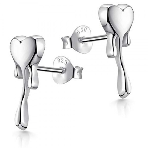 Materia Liana 여성용 귀걸이 워터링 하트 실버 925 - 작은 귀걸이 Love Partnership with Box #SO-263, 스털링 실버, 보석 없음