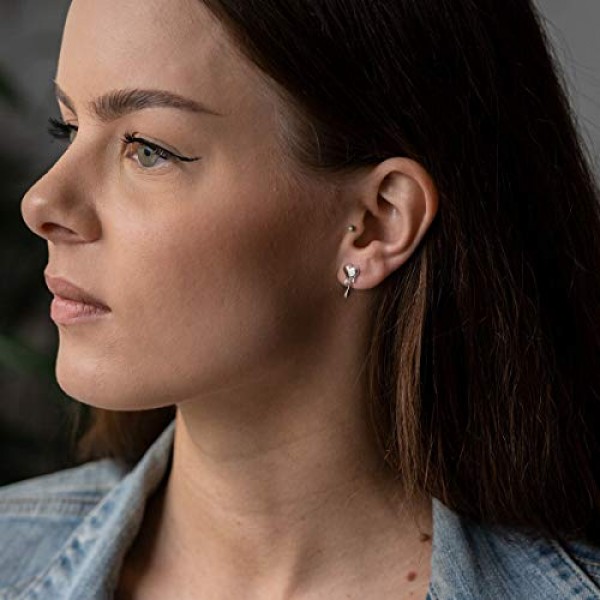 Materia Liana 여성용 귀걸이 워터링 하트 실버 925 - 작은 귀걸이 Love Partnership with Box #SO-263, 스털링 실버, 보석 없음