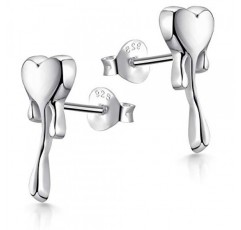 Materia Liana 여성용 귀걸이 워터링 하트 실버 925 - 작은 귀걸이 Love Partnership with Box #SO-263, 스털링 실버, 보석 없음