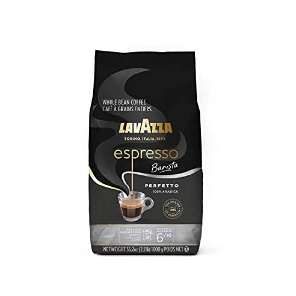 Lavazza Espresso Barista Perfetto 홀빈 커피 100% 아라비카, 미디엄 에스프레소 로스트, 2.2파운드 백(포장은 다를 수 있음) 정통 이탈리아, 이탈리아에서 혼합 및 로스팅