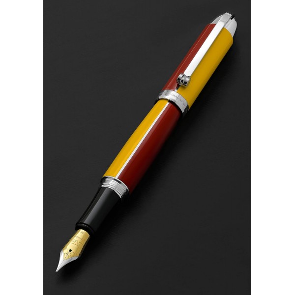 Xezo Visionary 미디엄 브라스 만년필, 아스펜 골드 및 레드 컬러. 500개 한정판, 연재. 수공. 나사