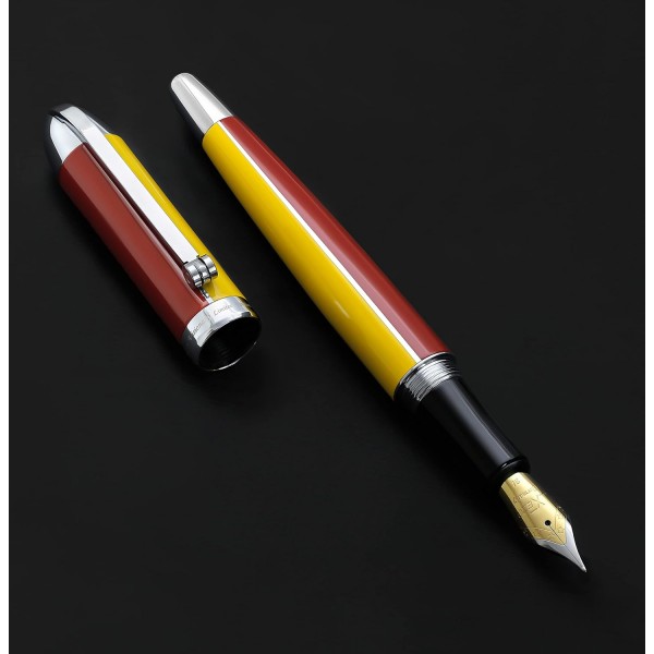 Xezo Visionary 미디엄 브라스 만년필, 아스펜 골드 및 레드 컬러. 500개 한정판, 연재. 수공. 나사