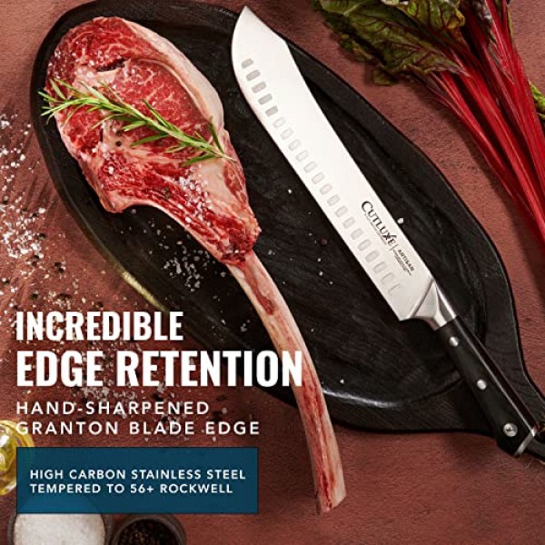 Cutluxe Butcher Knife - 10″ Bullnose Knife – 단조 고탄소 독일 강철 – Full Tang & Razor Sharp – 인체공학적 핸들 디자인 – Artisan 시리즈