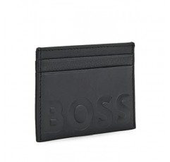 BOSS 남성용 빅 BB S 카드 홀더 양각 로고 그레인 가죽